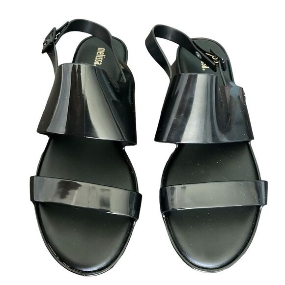Melissa Classy PVC Jelly Open Toe Double Band Slingback Black Sandal Size 10 New - Picture 4 of 8
